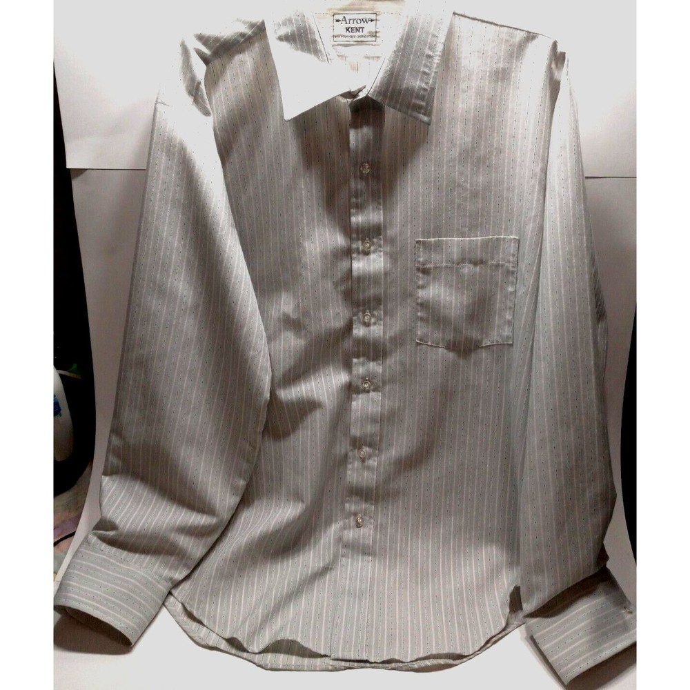 Vintage Arrow Kent Men's 17.5 35 Long Sleeve Button Up Shirt Lt. Gray 80s Vibes
